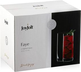 img 1 attached to 🥃 JoyJolt Faye Highball Glasses Set of 6 Tall Drinking Glasses. 13oz Cocktail Glass Set with Lead-Free Crystal Glassware. Ideal for Bourbon, Whiskey, Iced Tea, Water, Mojito, Tom Collins, and Bar Refreshments