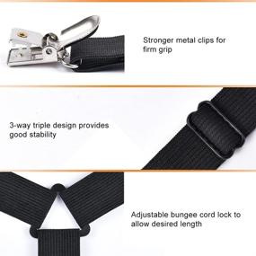 img 2 attached to ARRITZ Bed Sheet Straps - Adjustable Crisscross Sheet Clips, Elastic Band Fitted Bed Sheet Fasteners, Suspenders Grippers Clip for Bed Sheets and Mattress Covers - Set of 2, Black