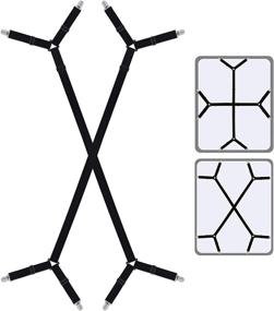 img 4 attached to ARRITZ Bed Sheet Straps - Adjustable Crisscross Sheet Clips, Elastic Band Fitted Bed Sheet Fasteners, Suspenders Grippers Clip for Bed Sheets and Mattress Covers - Set of 2, Black