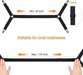 img 3 attached to ARRITZ Bed Sheet Straps - Adjustable Crisscross Sheet Clips, Elastic Band Fitted Bed Sheet Fasteners, Suspenders Grippers Clip for Bed Sheets and Mattress Covers - Set of 2, Black