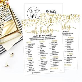 img 2 attached to 25 Gold What's In Your Purse Baby Shower Game: Coed Couples Fun 🎉 Bundle Pack for Boy or Girl Neutral Gender Party, Funny Ideas, Decorations & Supplies Included