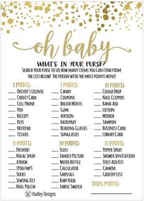 img 4 attached to 25 Gold What's In Your Purse Baby Shower Game: Coed Couples Fun 🎉 Bundle Pack for Boy or Girl Neutral Gender Party, Funny Ideas, Decorations & Supplies Included