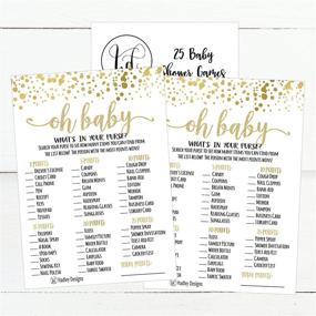 img 1 attached to 25 Gold What's In Your Purse Baby Shower Game: Coed Couples Fun 🎉 Bundle Pack for Boy or Girl Neutral Gender Party, Funny Ideas, Decorations & Supplies Included