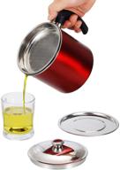 🥓 premium food grade stainless steel bacon grease container with fine strainer - 1.3l (44 oz) oil pot - cooking oil filter & storage can for kitchen logo