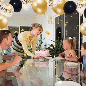 img 2 attached to 🎈 Premium 12 inch Black Gold Confetti Latex Balloons, 50-Pack - Glitzy Metallic Party Balloons with 33 Feet Gold Ribbon - Perfect for Kids' Party, Graduation, and Birthday Party Decorations
