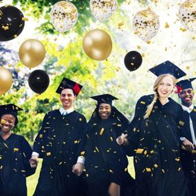 img 1 attached to 🎈 Premium 12 inch Black Gold Confetti Latex Balloons, 50-Pack - Glitzy Metallic Party Balloons with 33 Feet Gold Ribbon - Perfect for Kids' Party, Graduation, and Birthday Party Decorations