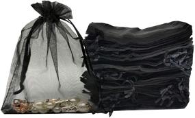 img 1 attached to 🎁 Sheer Organza Bags - Pack of 60 Drawstring Mesh Bags for Favor Gifts, Business Packages (5x7, black)