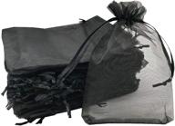 🎁 sheer organza bags - pack of 60 drawstring mesh bags for favor gifts, business packages (5x7, black) logo