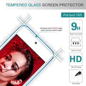 img 3 attached to LeYi iPod Touch 7 Case, iPod Touch 6 Case, iPod Touch 5 Case with 2 Pack Tempered Glass Screen Protector - Shockproof Crystal Clear Soft Bumper Hard Case for iPod Touch 7th/6th/5th Gen, Black