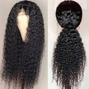 img 1 attached to 🔥 26-inch Bleached Knots Curly Lace Front Wig - 9A Brazilian Human Hair, 150% Density with Pre Plucked Hairline and Baby Hair - Perfect for Black Women