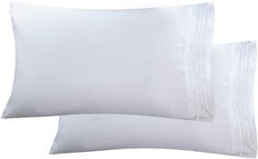 img 4 attached to 👑 Premium King Size White Pillowcase Set - Luxurious Ultra-Soft 1500 Thread Count Egyptian Quality Microfiber - Double Brushed - Wrinkle Resistant