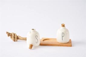 img 2 attached to 🍶 White Mud Pie Bistro Basic Ceramic Shaker Board Salt and Pepper Set – One Size