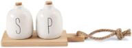 🍶 white mud pie bistro basic ceramic shaker board salt and pepper set – one size logo