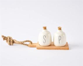 img 3 attached to 🍶 White Mud Pie Bistro Basic Ceramic Shaker Board Salt and Pepper Set – One Size