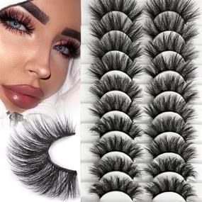 img 3 attached to Geeneiya 20mm Mink Lashes - Fluffy & Dramatic False Eyelashes Bulk 🔥 Pack with 10 Pairs, Thick & Long 6D Volume Faux Mink Eye Lashes