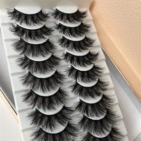 img 2 attached to Geeneiya 20mm Mink Lashes - Fluffy & Dramatic False Eyelashes Bulk 🔥 Pack with 10 Pairs, Thick & Long 6D Volume Faux Mink Eye Lashes