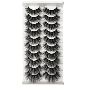 img 4 attached to Geeneiya 20mm Mink Lashes - Fluffy & Dramatic False Eyelashes Bulk 🔥 Pack with 10 Pairs, Thick & Long 6D Volume Faux Mink Eye Lashes