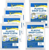 🎨 clear polyethylene drop cloths: 1 mil thickness, waterproof painters plastic cover - ideal for painting & furniture protection - pack of 6 logo