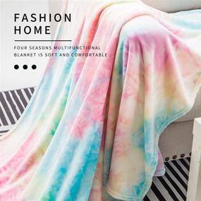 img 2 attached to 🌈 Rainbow Super Soft Fuzzy Light Weight Luxurious Cozy Warm Microfiber Throw Blanket - 50 × 60 Inches, Perfect for Couch, Sofa, Bed, Chair