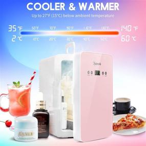 img 2 attached to 🎁 AstroAI Mini Fridge 6L/8 Can Skincare Fridge for Bedroom - Improved Temperature Control - AC/12V DC Portable Cooler and Warmer for Christmas Gift, Skincare, Drinks, Medications, ETL Listed (Pink)