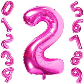 img 4 attached to Pink Number 2 Balloons, 40-Inch Birthday Foil 🎈 Balloon Party Decorations Supplies with Helium, Mylar, and Digital Balloons