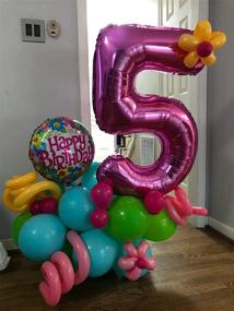 img 1 attached to Pink Number 2 Balloons, 40-Inch Birthday Foil 🎈 Balloon Party Decorations Supplies with Helium, Mylar, and Digital Balloons
