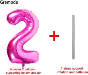 img 2 attached to Pink Number 2 Balloons, 40-Inch Birthday Foil 🎈 Balloon Party Decorations Supplies with Helium, Mylar, and Digital Balloons