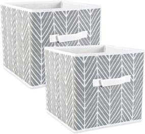 img 4 attached to 📦 DII Non Woven Storage Collection Polyester Herringbone Bin, Large Set - Gray, 13x13x13" Cube (2 Pieces): Organize with Style