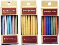 premium 100% pure beeswax birthday candles bundle - 3 packs of 20 (royal, natural, pastel colors) - 3 inch tall логотип