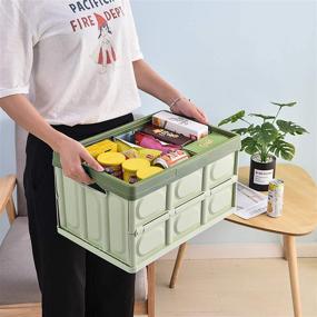 img 2 attached to 📦 Lidded Storage Bins 2 Pack 30L - Collapsible Plastic Crates for Clothes, Toys, Books, Snacks, Shoes, and Groceries - Green