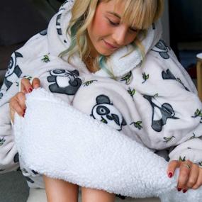 img 1 attached to Oodie Blanket Hoodie: Premium Wearable Blanket in Adult & Kids Sizes, Various Patterns & Colors, Oversized Hoodie Blanket for Women & Men
