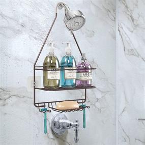 img 3 attached to 🚿 Bronze Hanging Shower Caddy Organizer with Bathroom Storage Rack over Shower Head - Shampoo & Soap Holder