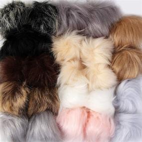 img 4 attached to 🦊 DIY Faux Fox Fur Pom Pom Balls Kit: 24 Fluffy Faux Fur Pom Poms with Elastic Loop for Hats, Keychains, Scarves, and More!