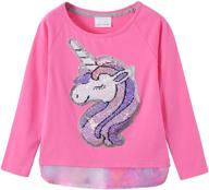 🦄 pretty girls' clothing: unicorn sequin short sleeve t-shirt for tops, tees & blouses logo