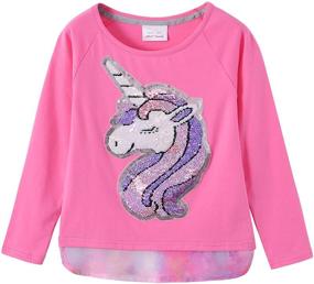 img 4 attached to 🦄 Pretty Girls' Clothing: Unicorn Sequin Short Sleeve T-Shirt for Tops, Tees & Blouses