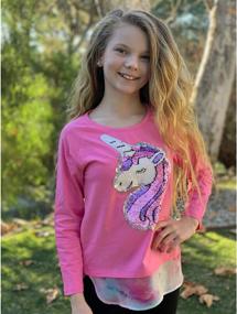 img 2 attached to 🦄 Pretty Girls' Clothing: Unicorn Sequin Short Sleeve T-Shirt for Tops, Tees & Blouses