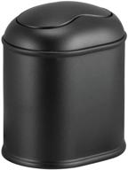 🗑️ mdesign modern black mini wastebasket trash can dispenser with swing lid – perfect for vanity, countertop or tabletop – dispose of cotton rounds, makeup sponges, tissues logo