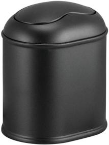 img 4 attached to 🗑️ mDesign Modern Black Mini Wastebasket Trash Can Dispenser with Swing Lid – Perfect for Vanity, Countertop or Tabletop – Dispose of Cotton Rounds, Makeup Sponges, Tissues