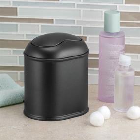 img 3 attached to 🗑️ mDesign Modern Black Mini Wastebasket Trash Can Dispenser with Swing Lid – Perfect for Vanity, Countertop or Tabletop – Dispose of Cotton Rounds, Makeup Sponges, Tissues