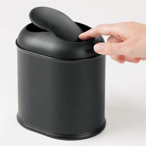 img 2 attached to 🗑️ mDesign Modern Black Mini Wastebasket Trash Can Dispenser with Swing Lid – Perfect for Vanity, Countertop or Tabletop – Dispose of Cotton Rounds, Makeup Sponges, Tissues