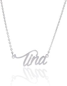 img 4 attached to 💎 Exquisite AOLO Personalized Custom Name Necklace - Ideal Script Initial Nameplate Jewelry for Girls and Women