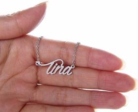 img 1 attached to 💎 Exquisite AOLO Personalized Custom Name Necklace - Ideal Script Initial Nameplate Jewelry for Girls and Women