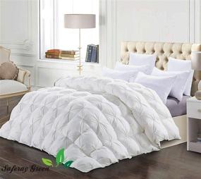 img 3 attached to 🛏️ White All-Season Luxury - Hotel Collection - Pintuck Style 100% Organic Cotton Eastern King Size Comforter - 118 x 110 Inches - Pinch Pleat Design - 4 Corner Tabs - 500 GSM - Machine Washable