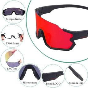 img 2 attached to Ultimate Polarized Sports Sunglasses: HTTOAR Cycling Glasses for All Outdoor Sports, 3 Interchangeable Lenses Included