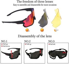 img 3 attached to Ultimate Polarized Sports Sunglasses: HTTOAR Cycling Glasses for All Outdoor Sports, 3 Interchangeable Lenses Included