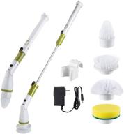 electric spin scrubber 360 cordless tub and tile scrubber: upgraded power and 4 replaceable scrubber brush heads for effortless cleaning of bathroom, floor, wall, kitchen, tub, and tile with extension arm logo