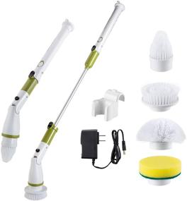 img 4 attached to Electric Spin Scrubber 360 Cordless Tub and Tile Scrubber: Upgraded Power and 4 Replaceable Scrubber Brush Heads for Effortless Cleaning of Bathroom, Floor, Wall, Kitchen, Tub, and Tile with Extension Arm