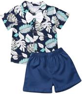 🌸 adorable toddler boy's summer floral shirt and bermuda shorts outfit set - comfortable and stylish kids clothes! logo