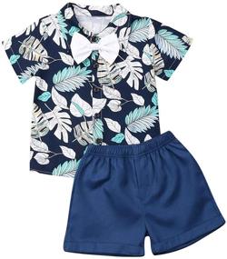 img 4 attached to 🌸 Adorable Toddler Boy's Summer Floral Shirt and Bermuda Shorts Outfit Set - Comfortable and Stylish Kids Clothes!