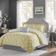 🛏️ madison park essentials merritt queen size bed comforter set - grey/yellow geometric design - 9-piece ultra soft microfiber bedding collection logo